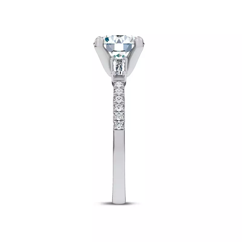 14K White Gold Brenda Tapered Baguette & Pavé Engagement Ring