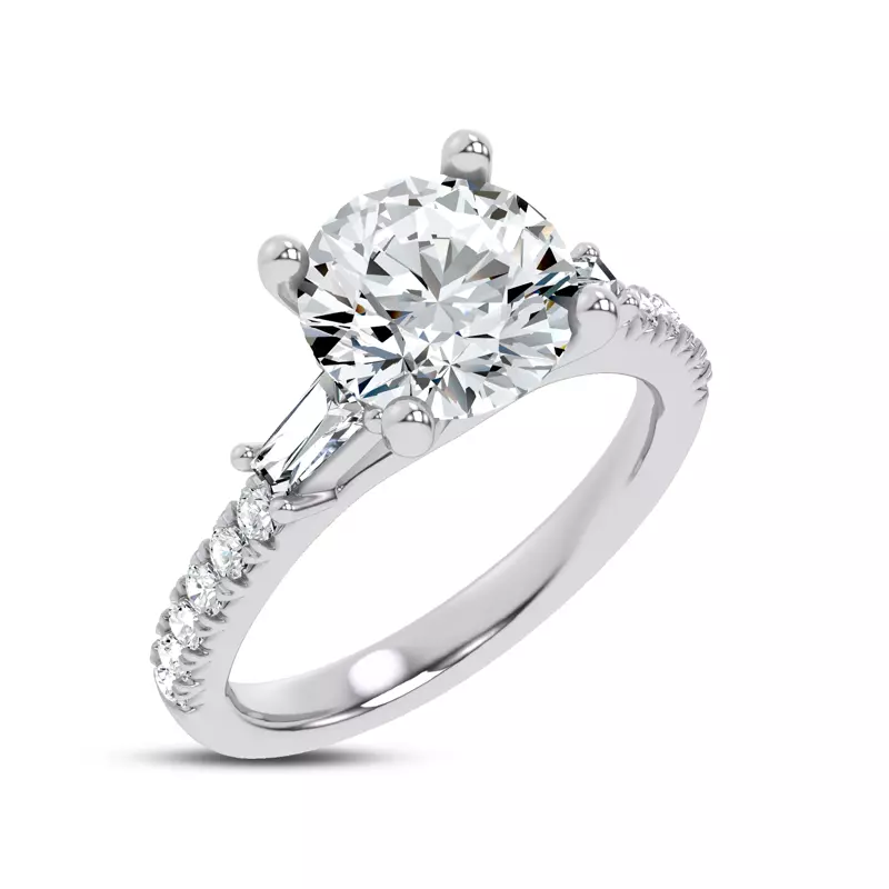 Platinum Brenda Tapered Baguette & Pavé Engagement Ring