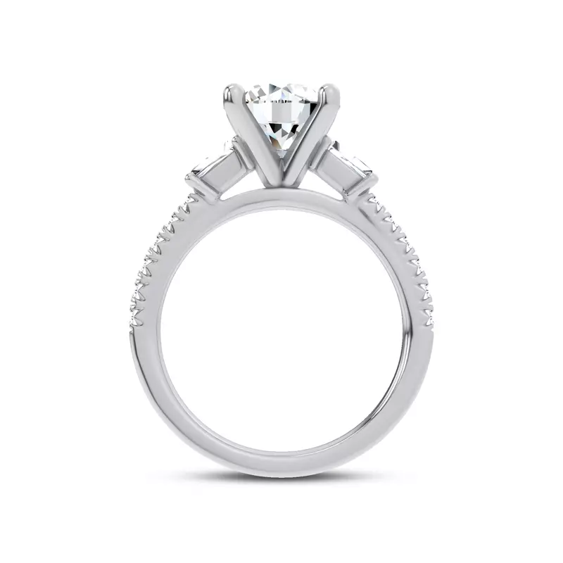 Platinum Brenda Tapered Baguette & Pavé Engagement Ring