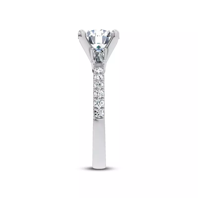 Platinum Brenda Tapered Baguette & Pavé Engagement Ring