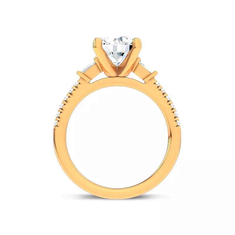 14K Yellow Gold Brenda Tapered Baguette & Pavé Engagement Ring