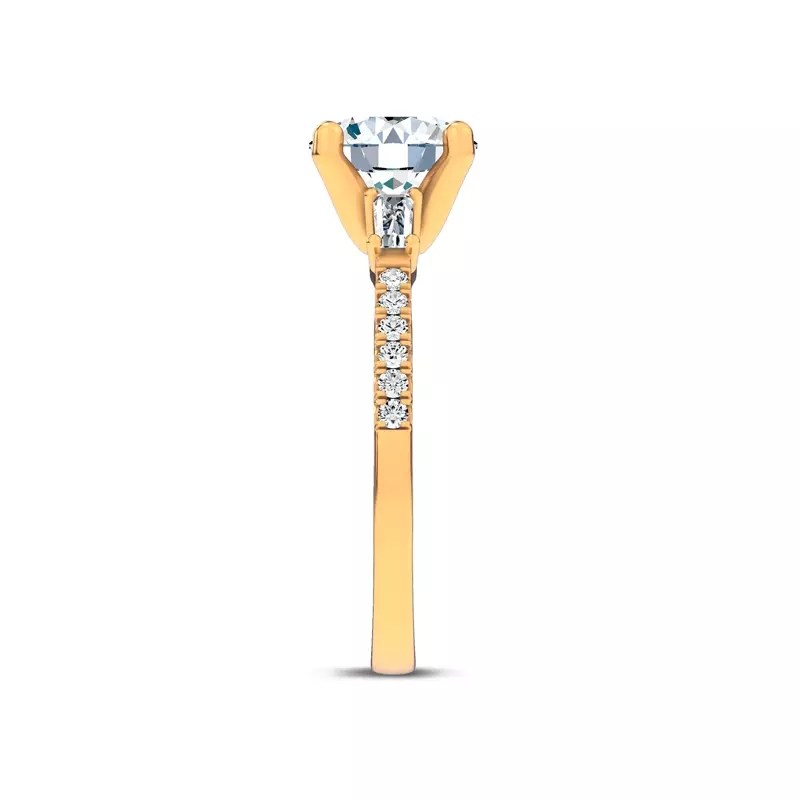 14K Yellow Gold Brenda Tapered Baguette & Pavé Engagement Ring