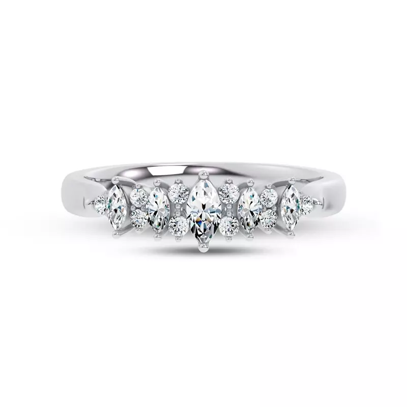 Platinum Almita Marquise And Round Diamond Band