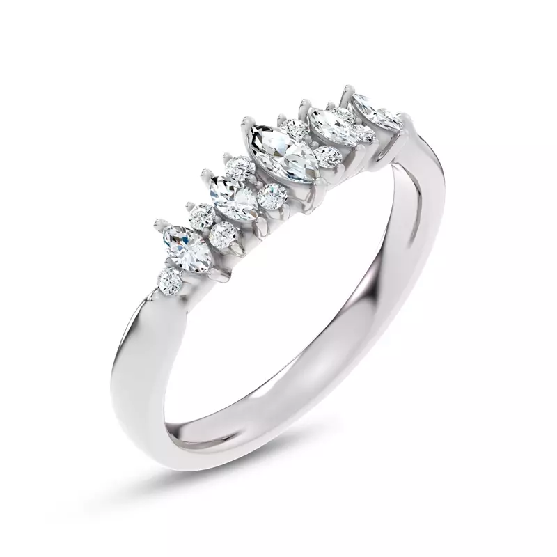 Platinum Almita Marquise And Round Diamond Band