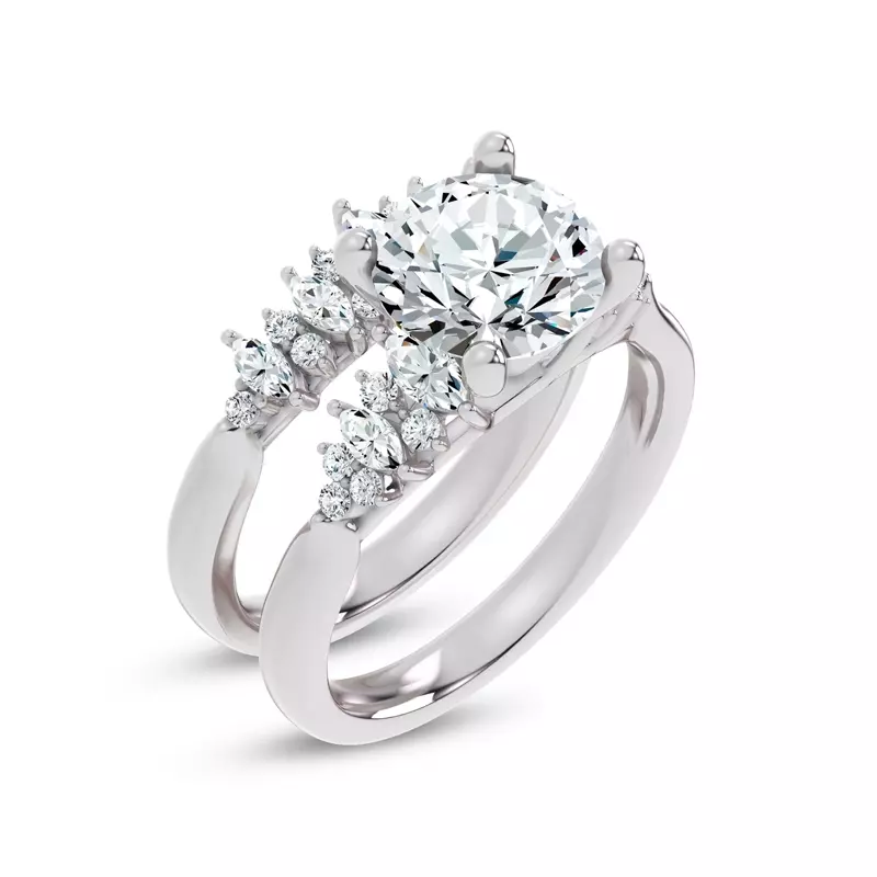 Platinum Almita Marquise And Round Diamond Band