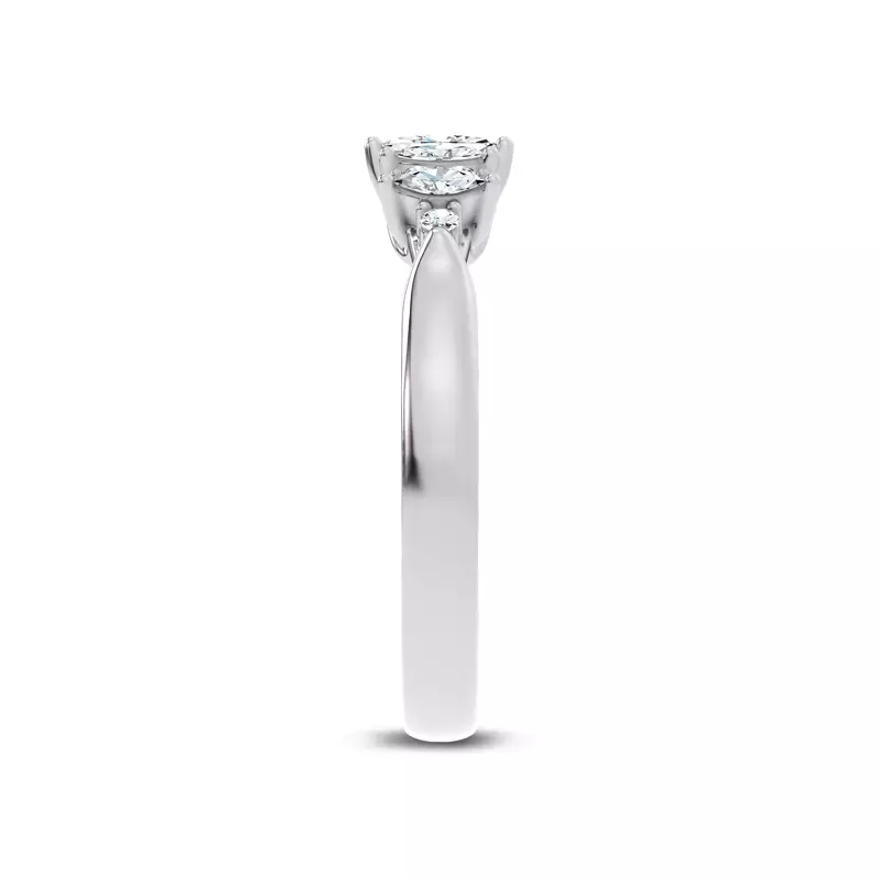Platinum Almita Marquise And Round Diamond Band