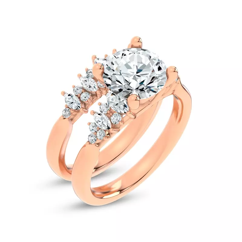 18K Rose Gold Almita Marquise And Round Diamond Band