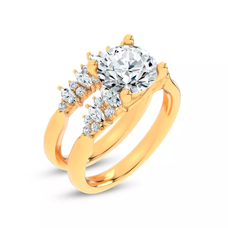 18K Yellow Gold Almita Marquise And Round Diamond Band