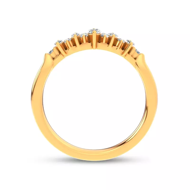 18K Yellow Gold Almita Marquise And Round Diamond Band