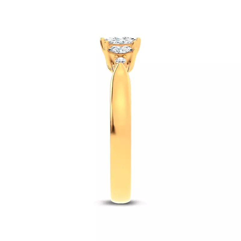 18K Yellow Gold Almita Marquise And Round Diamond Band