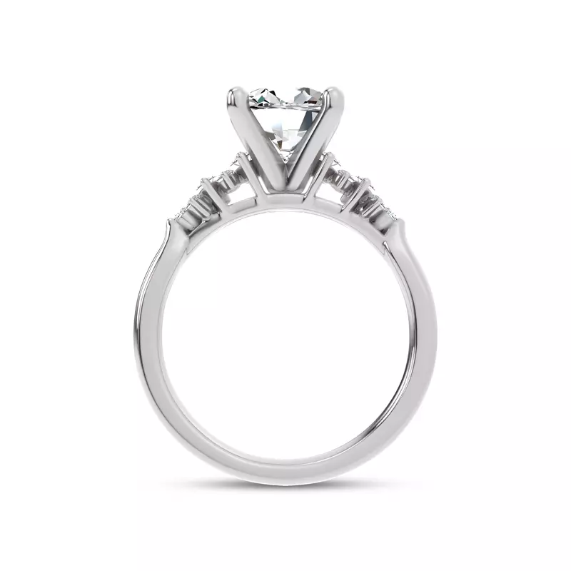 14K White Gold Almita Marquise And Round Diamond Engagement Ring