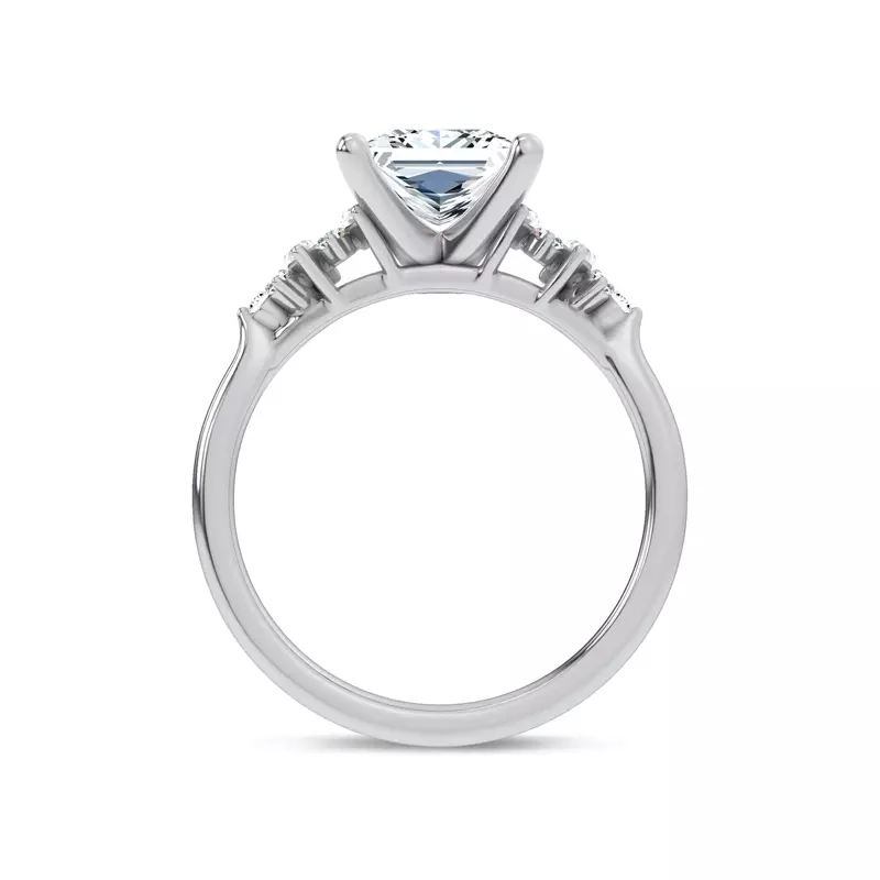 14K White Gold Almita Marquise And Round Diamond Engagement Ring