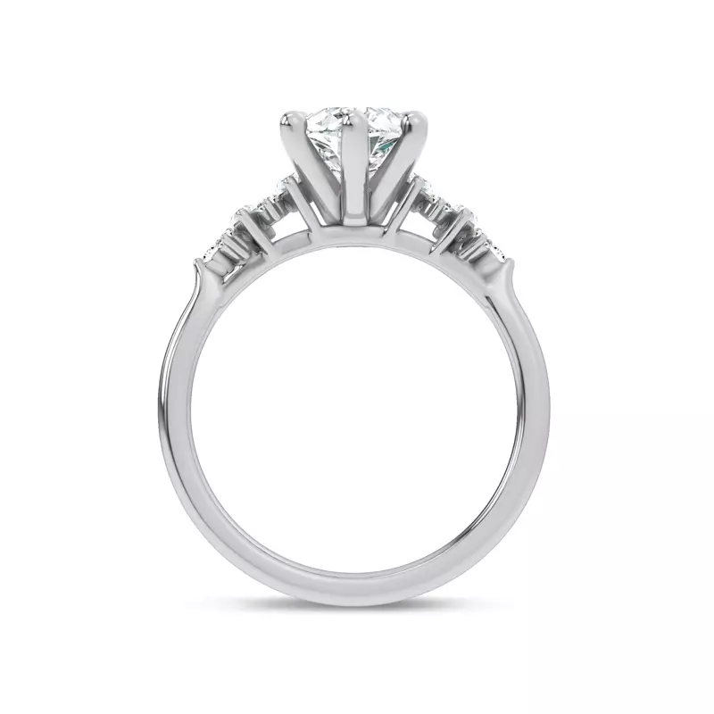 14K White Gold Almita Marquise And Round Diamond Engagement Ring