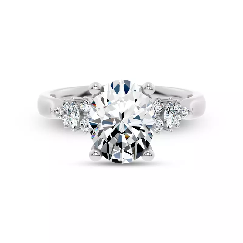 Platinum Almita Marquise And Round Diamond Engagement Ring