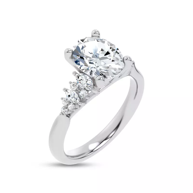 Platinum Almita Marquise And Round Diamond Engagement Ring