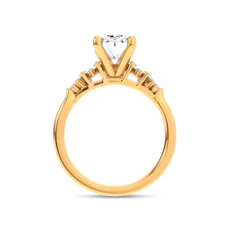 14K Yellow Gold Almita Marquise And Round Diamond Engagement Ring