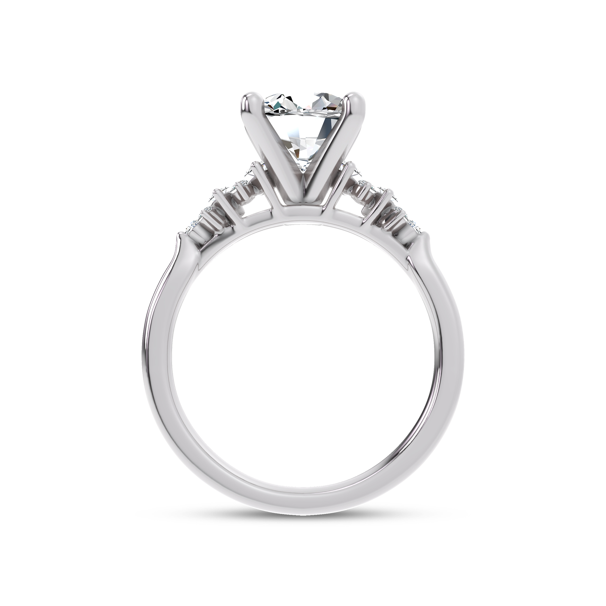 18K White Gold Almita Marquise And Round Diamond Engagement Ring