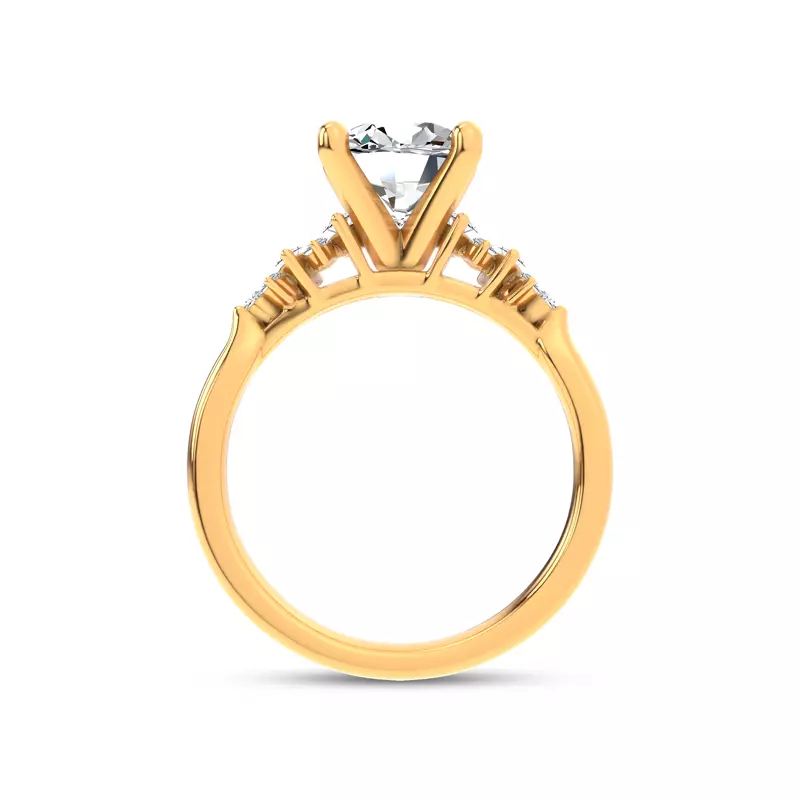 18K Yellow Gold Almita Marquise And Round Diamond Engagement Ring