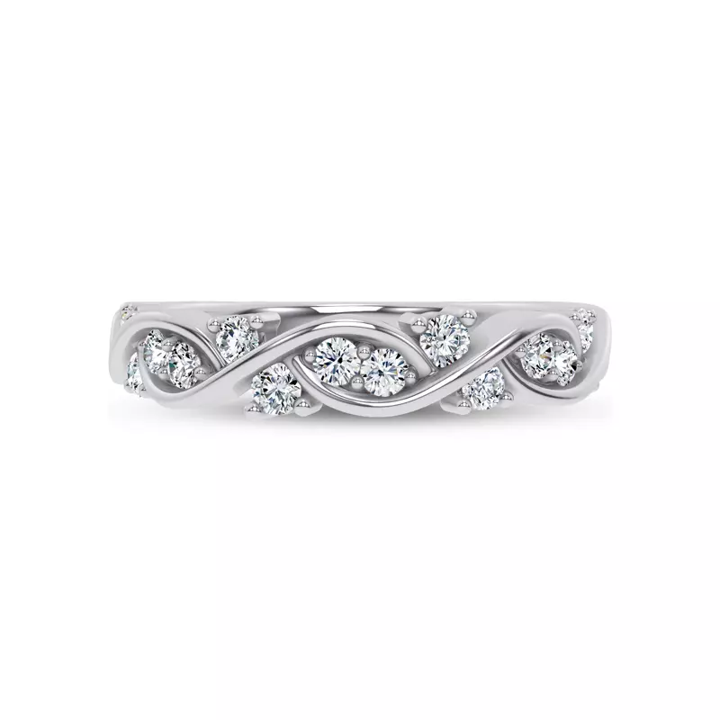 14K White Gold Charlie Swirl Diamond Band
