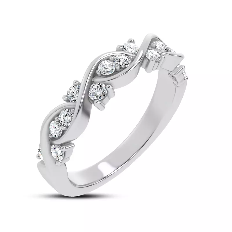 14K White Gold Charlie Swirl Diamond Band