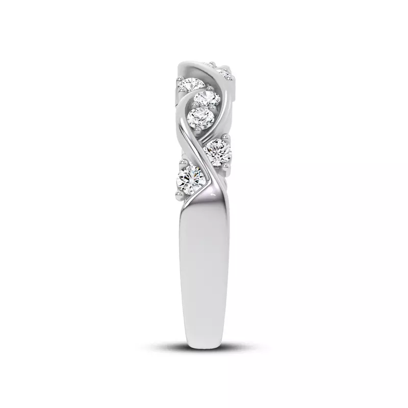 14K White Gold Charlie Swirl Diamond Band