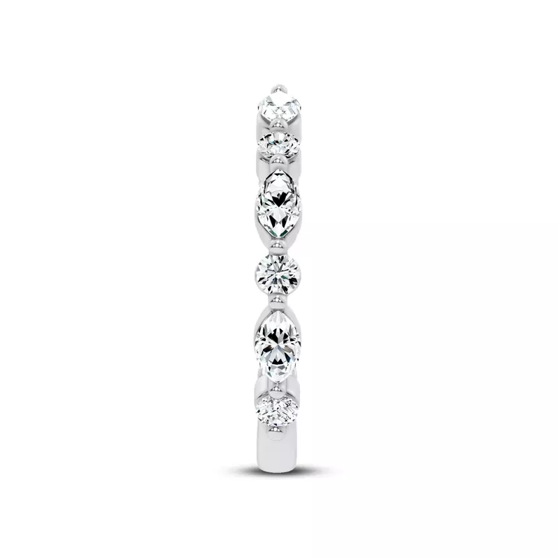 14K White Gold Cole Round And Marquise Lab Open Band 