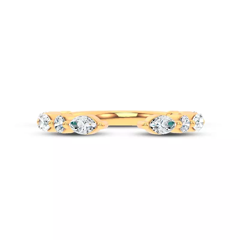 14K Yellow Gold Cole Round And Marquise Lab Open Band 