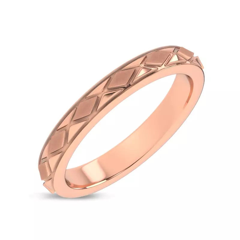 14K Rose Gold Textured Argyle Band