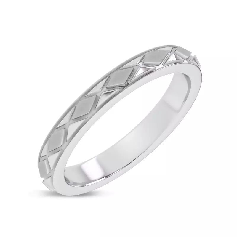 Platinum Textured Argyle Band