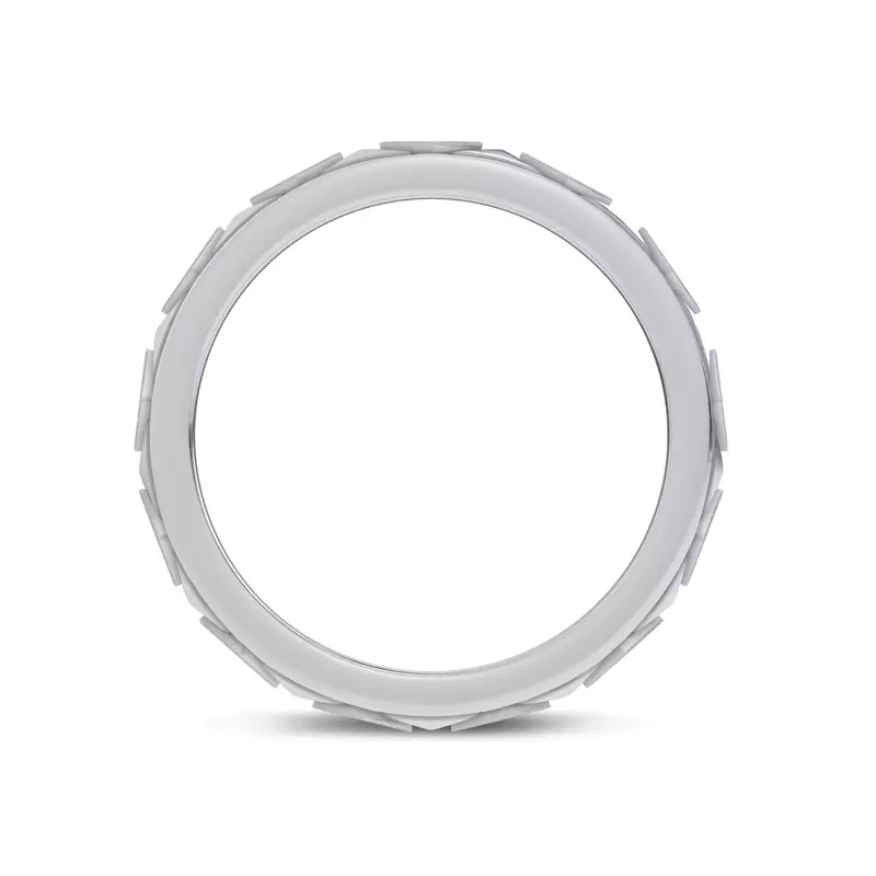 18K White Gold Textured Argyle Band