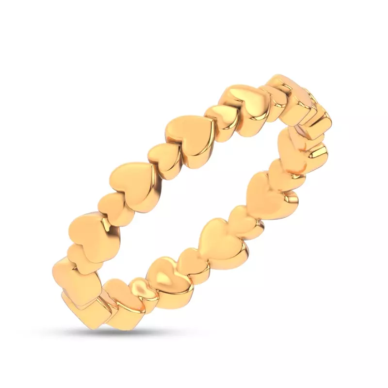 14K Yellow Gold Pulsing Heart Band