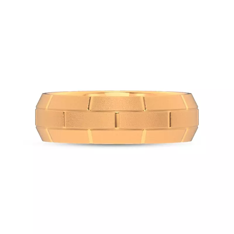 14K Yellow Gold Brushed Brick Beveled Edge Band (7.1mm)