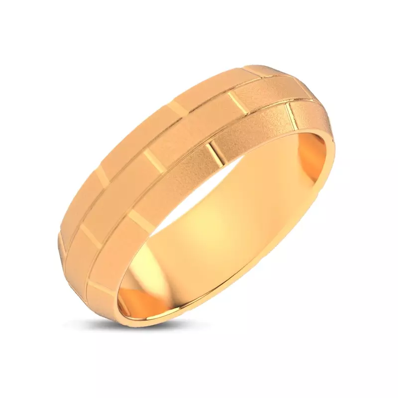 14K Yellow Gold Brushed Brick Beveled Edge Band (7.1mm)