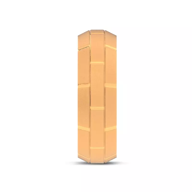 14K Yellow Gold Brushed Brick Beveled Edge Band (7.1mm)