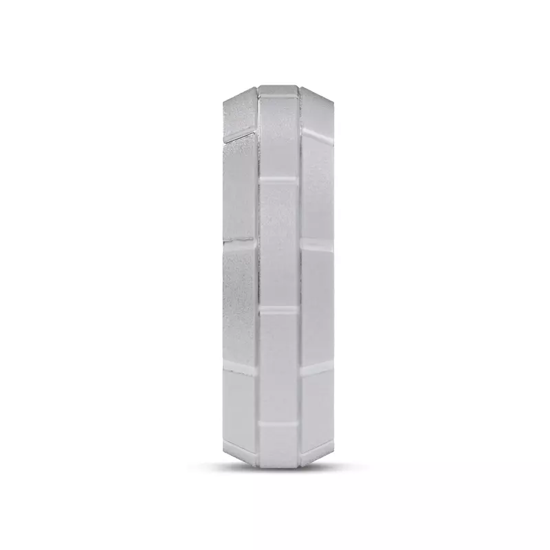 Platinum Brushed Brick Beveled Edge Band (7.1mm)