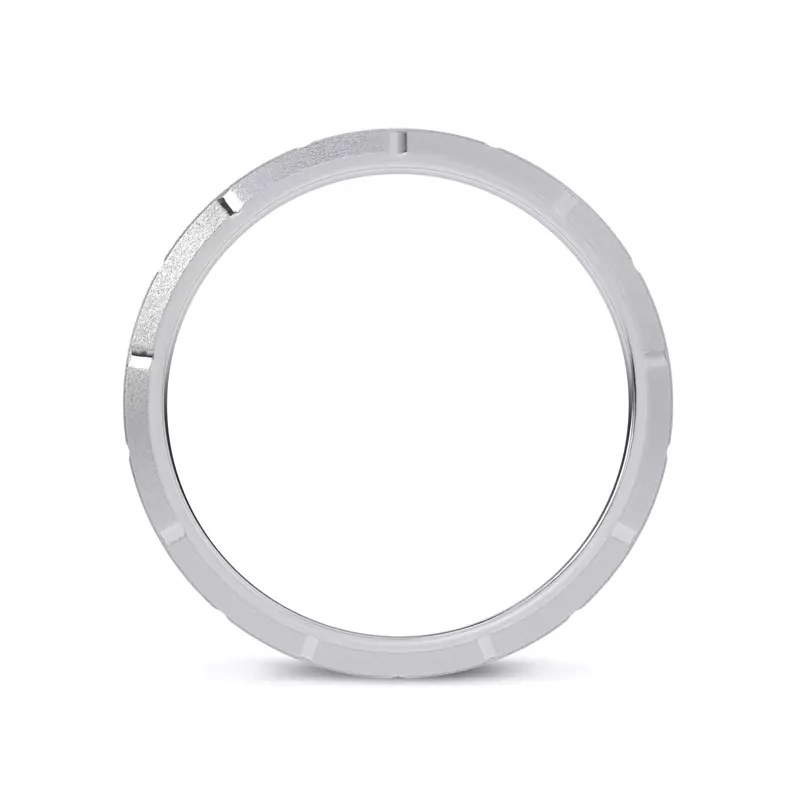 18K White Gold Brushed Brick Beveled Edge Band (7.1mm)