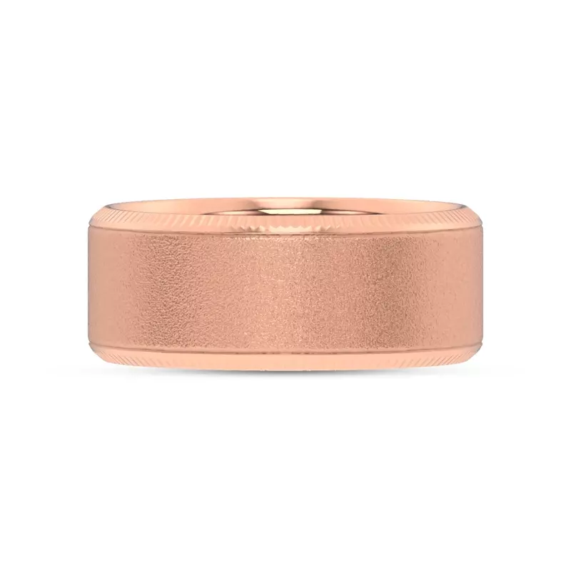 14K Rose Gold Mixed Textured Coin Edge Band (9mm)