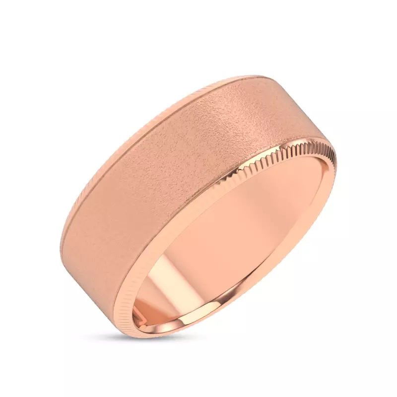 14K Rose Gold Mixed Textured Coin Edge Band (9mm)