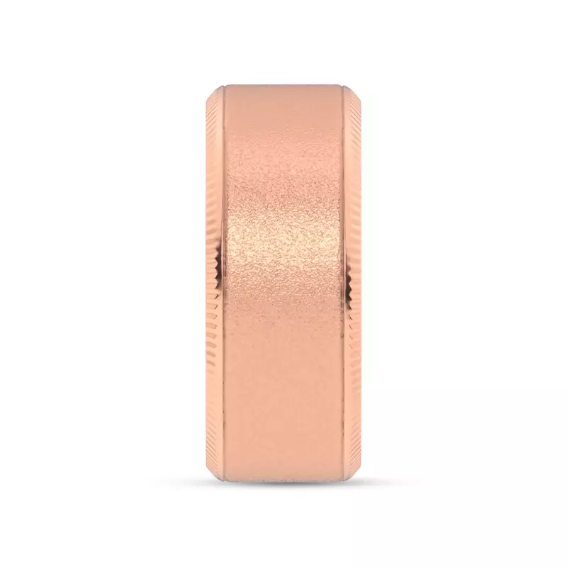 14K Rose Gold Mixed Textured Coin Edge Band (9mm)