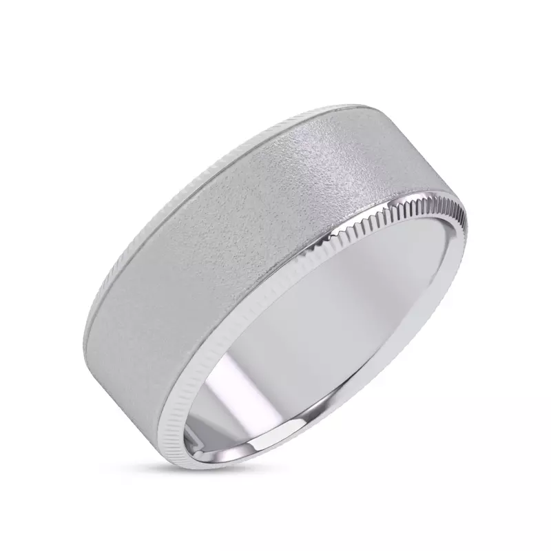 Platinum Mixed Textured Coin Edge Band (9mm)