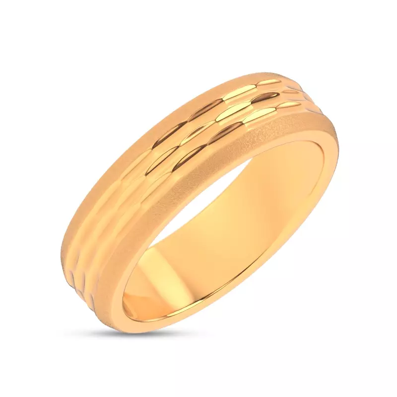 14K Yellow Gold Patterned Brushed Edge Band (7mm)