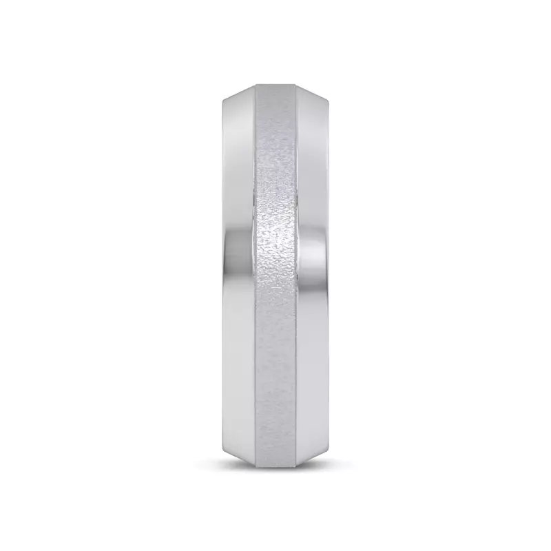 14K White Gold Mixed Textured Beveled Edge Band (7mm)