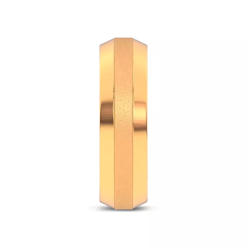 14K Yellow Gold Mixed Textured Beveled Edge Band (7mm)