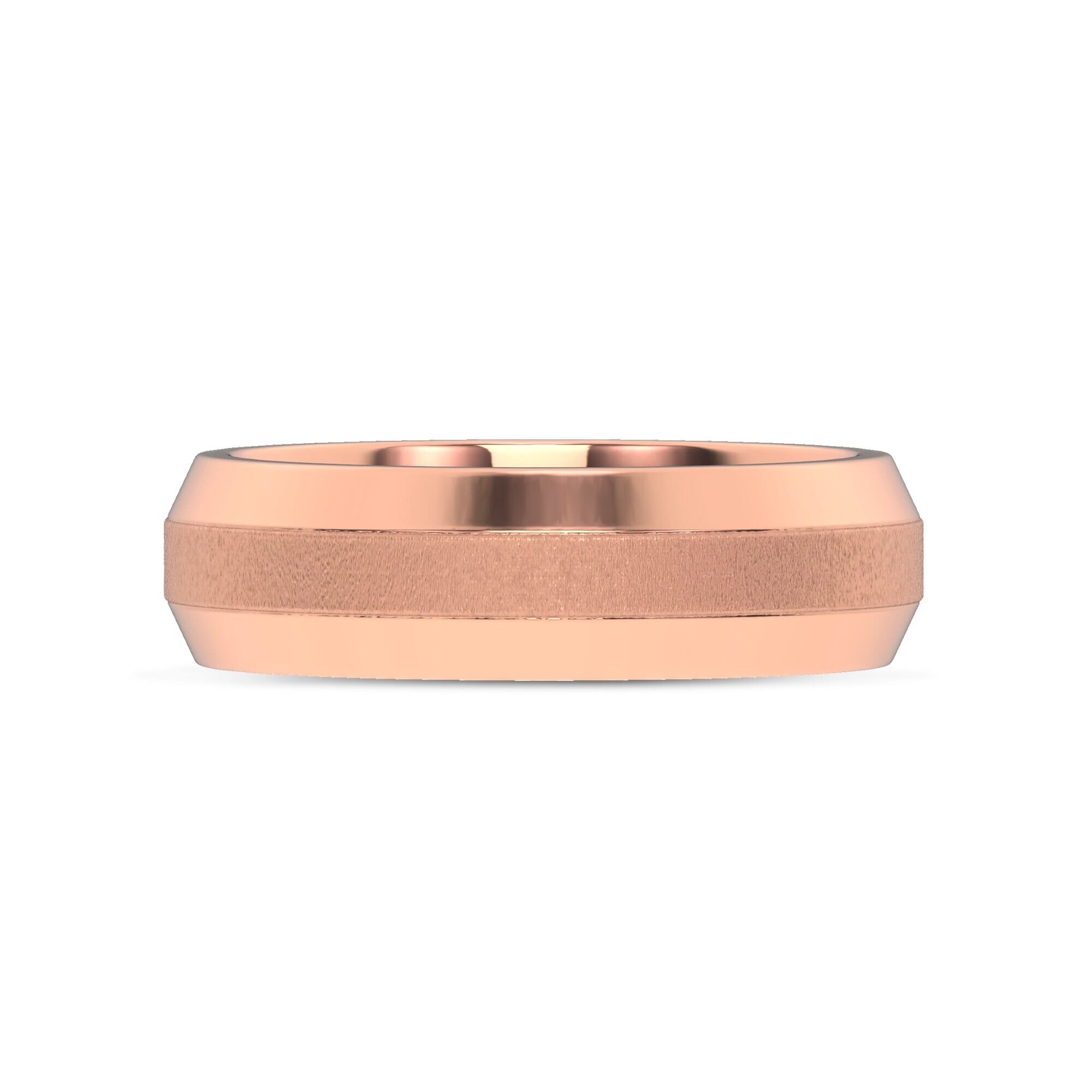 18K Rose Gold Mixed Textured Beveled Edge Band (7mm)