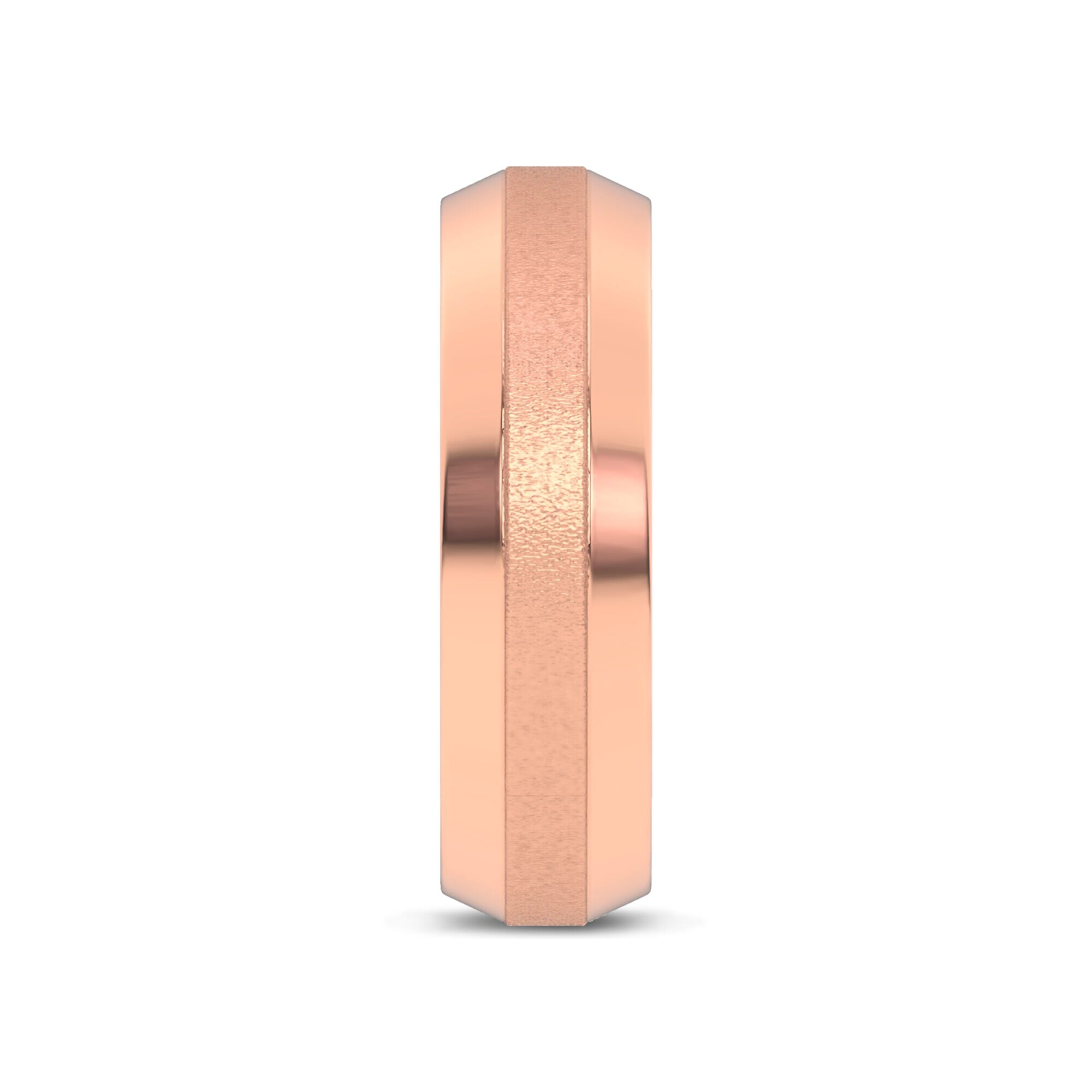 18K Rose Gold Mixed Textured Beveled Edge Band (7mm)