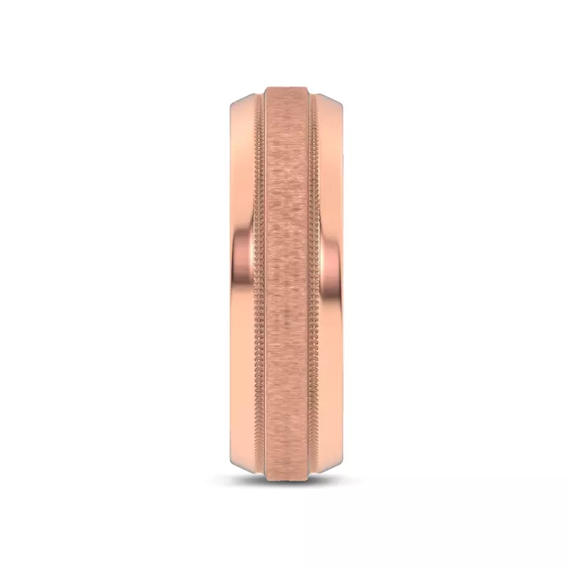 18K Rose Gold Mixed Textured Beveled Milgrain Band (7.1mm)