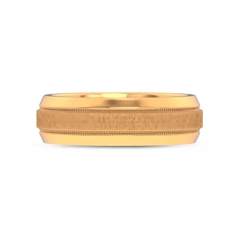 18K Yellow Gold Mixed Textured Beveled Milgrain Band (7.1mm)