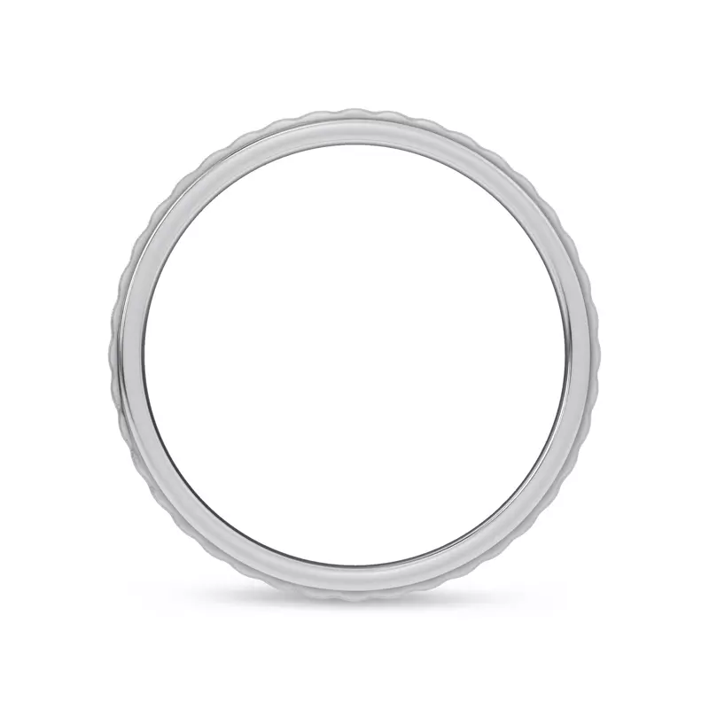 14K White Gold Brushed Rippled Band (7mm)