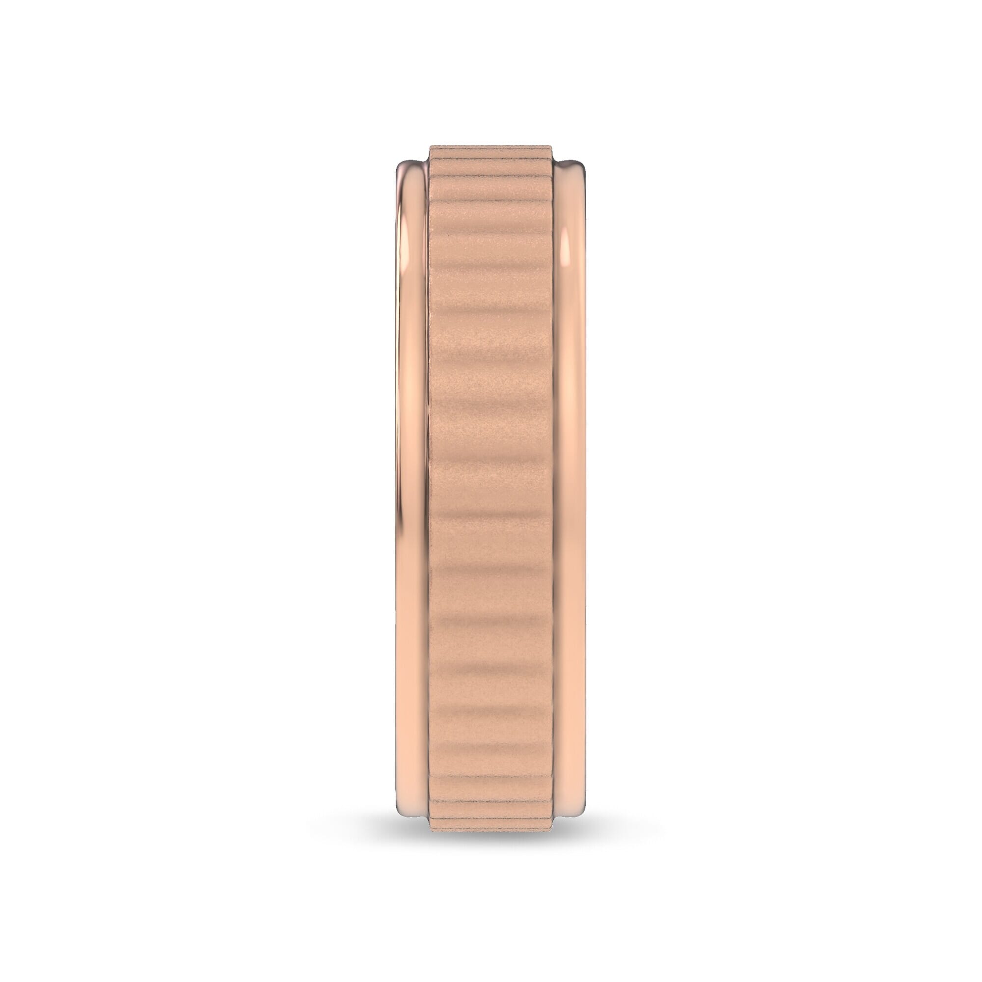 18K Rose Gold Brushed Rippled Band (7mm)