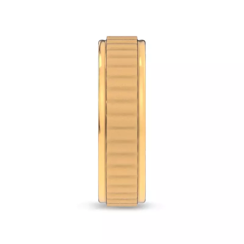 18K Yellow Gold Brushed Rippled Band (7mm)